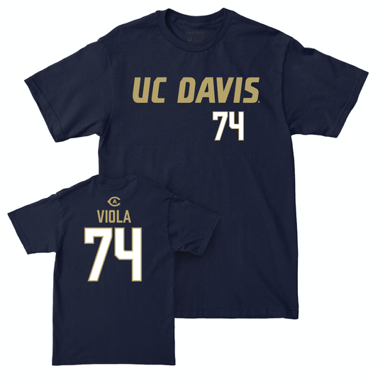 UC Davis Football Navy Sideline Tee - Cristian Viola | #74 Small