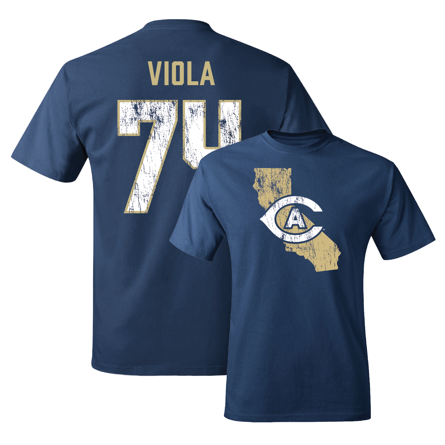 Navy Football State Tee 2 Youth Small / Cristian Viola | #74