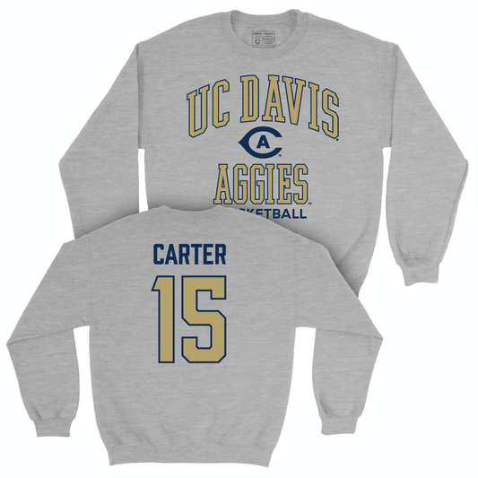 UC Davis Men's Basketball Sport Grey Classic Crew - Drew Carter | #15 Small