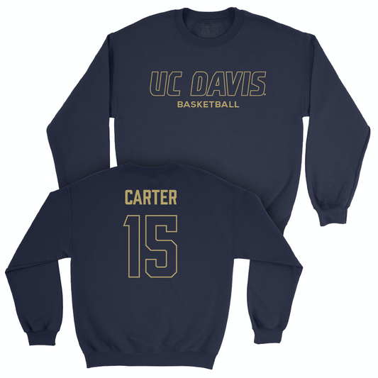 UC Davis Men's Basketball Navy Club Crew - Drew Carter | #15 Small