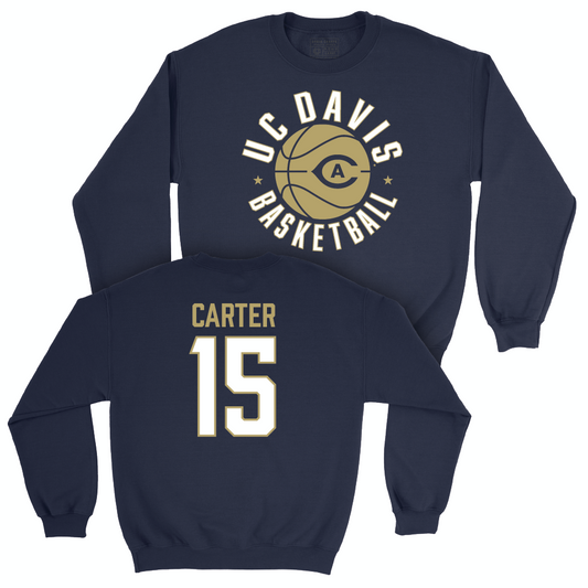 UC Davis Men's Basketball Navy Hardwood Crew - Drew Carter | #15 Small