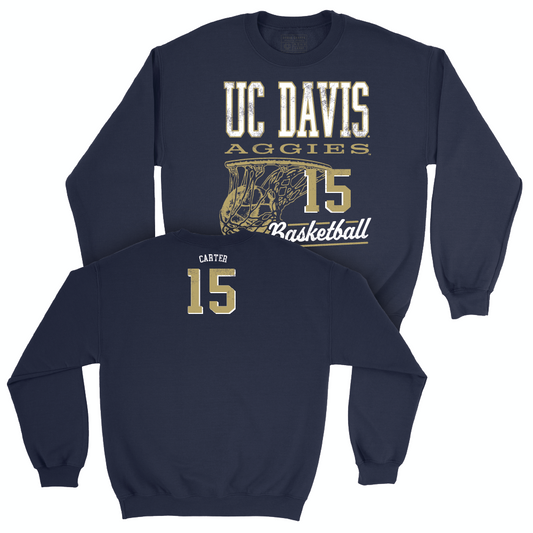 UC Davis Men's Basketball Navy Hoops Crew - Drew Carter | #15 Small