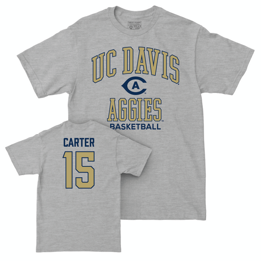 UC Davis Men's Basketball Sport Grey Classic Tee - Drew Carter | #15 Small