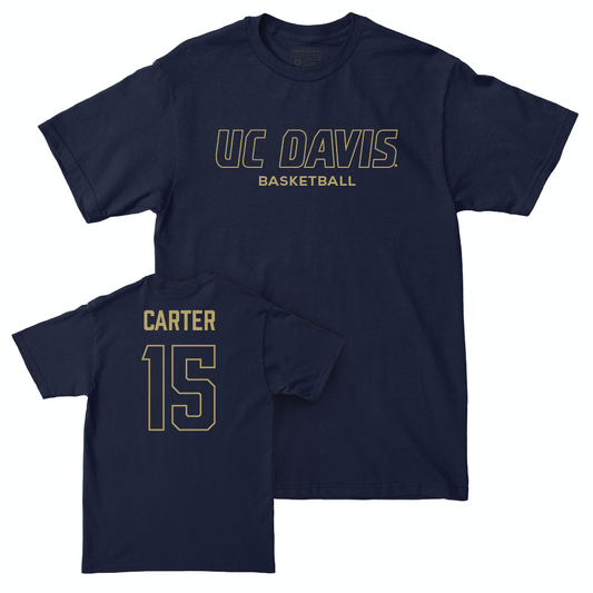 UC Davis Men's Basketball Navy Club Tee - Drew Carter | #15 Small