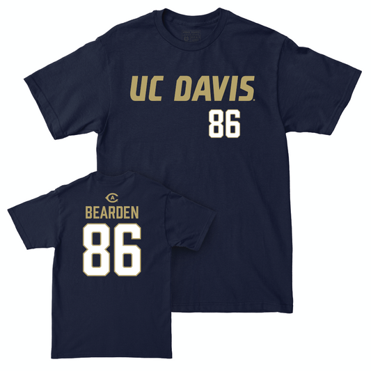 UC Davis Football Navy Sideline Tee - Evan Bearden | #86 Small