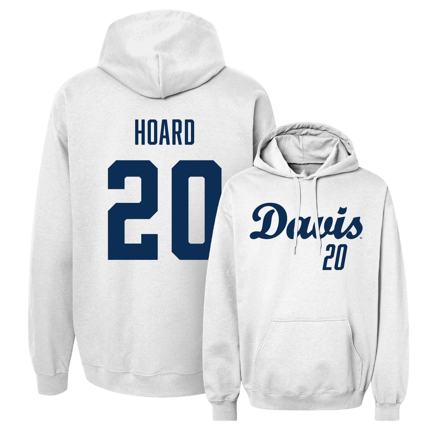 White Men's Soccer Script Hoodie Youth Small / Ethan Hoard | #20