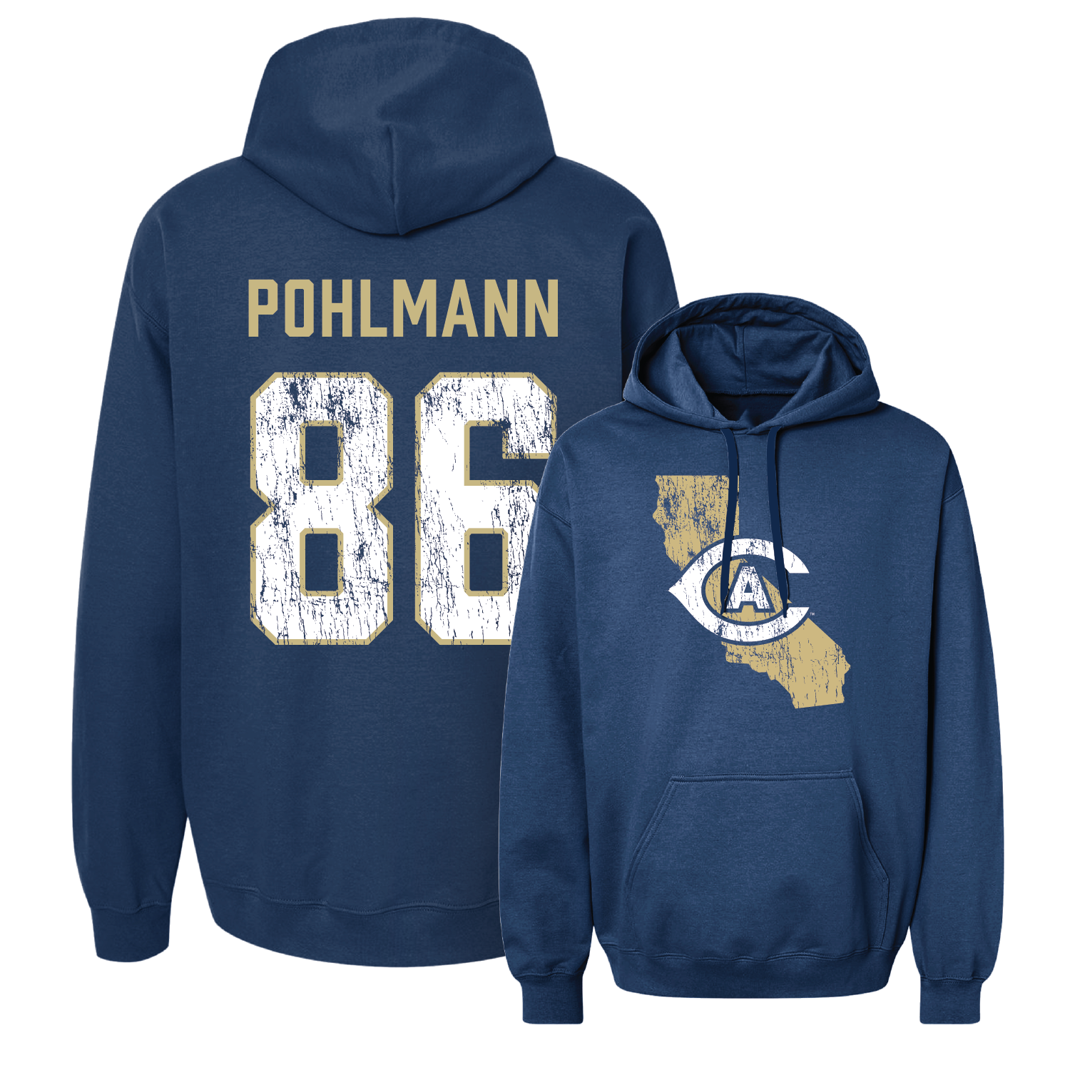 Navy Football State Hoodie 3 Youth Small / Franz Pohlmann | #86