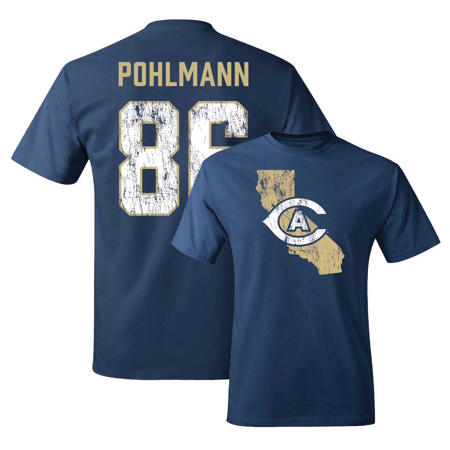 Navy Football State Tee 3 Youth Small / Franz Pohlmann | #86
