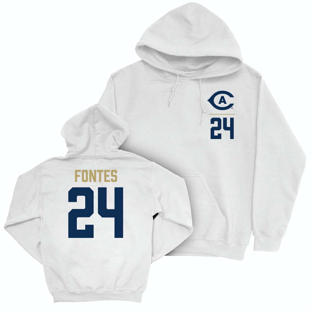 UC Davis Women's Soccer White Logo Hoodie - Genavieve Fontes | #24 Small