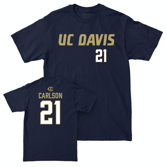UC Davis Men's Soccer Navy Sideline Tee - Hayden Carlson | #21 Small