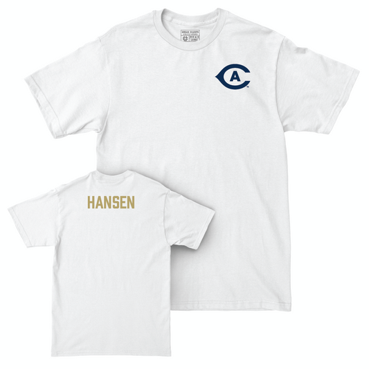 UC Davis Men's Track & Field White Logo Comfort Colors Tee - Harrison Hansen Small