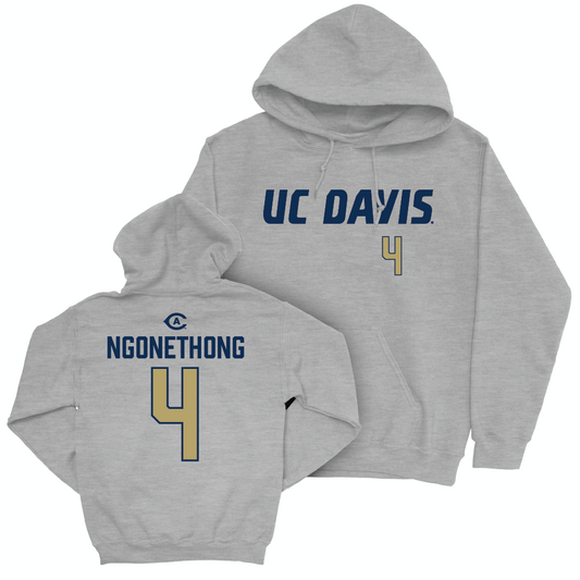 UC Davis Men's Soccer Sport Grey Aggies Hoodie - Ian Ngonethong | #4 Small