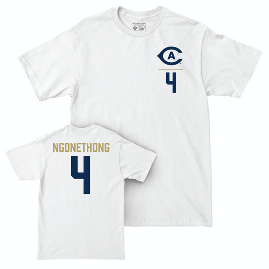 UC Davis Men's Soccer White Logo Comfort Colors Tee - Ian Ngonethong | #4 Small