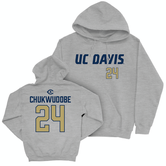 UC Davis Football Sport Grey Aggies Hoodie - Jeremiah Chukwudobe | #24 Small