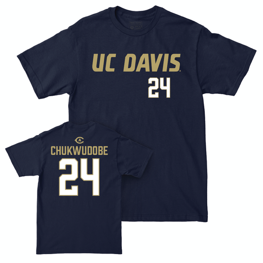 UC Davis Football Navy Sideline Tee - Jeremiah Chukwudobe | #24 Small