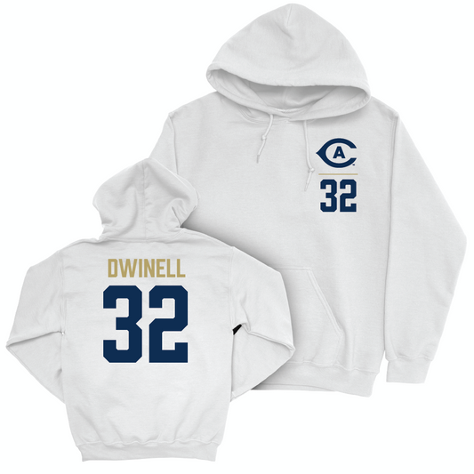 UC Davis Football White Logo Hoodie - Justin Dwinell | #32 Small