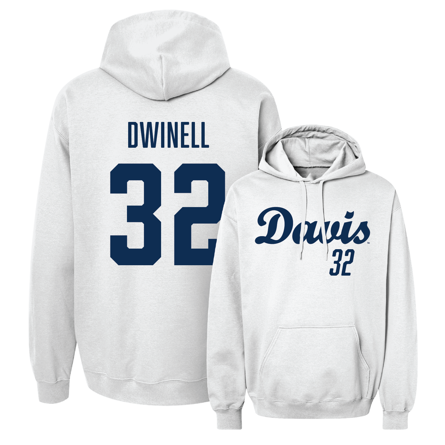 White Football Script Hoodie 3 Youth Small / Justin Dwinell | #32