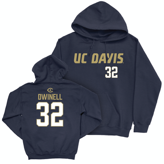 UC Davis Football Navy Sideline Hoodie - Justin Dwinell | #32 Small