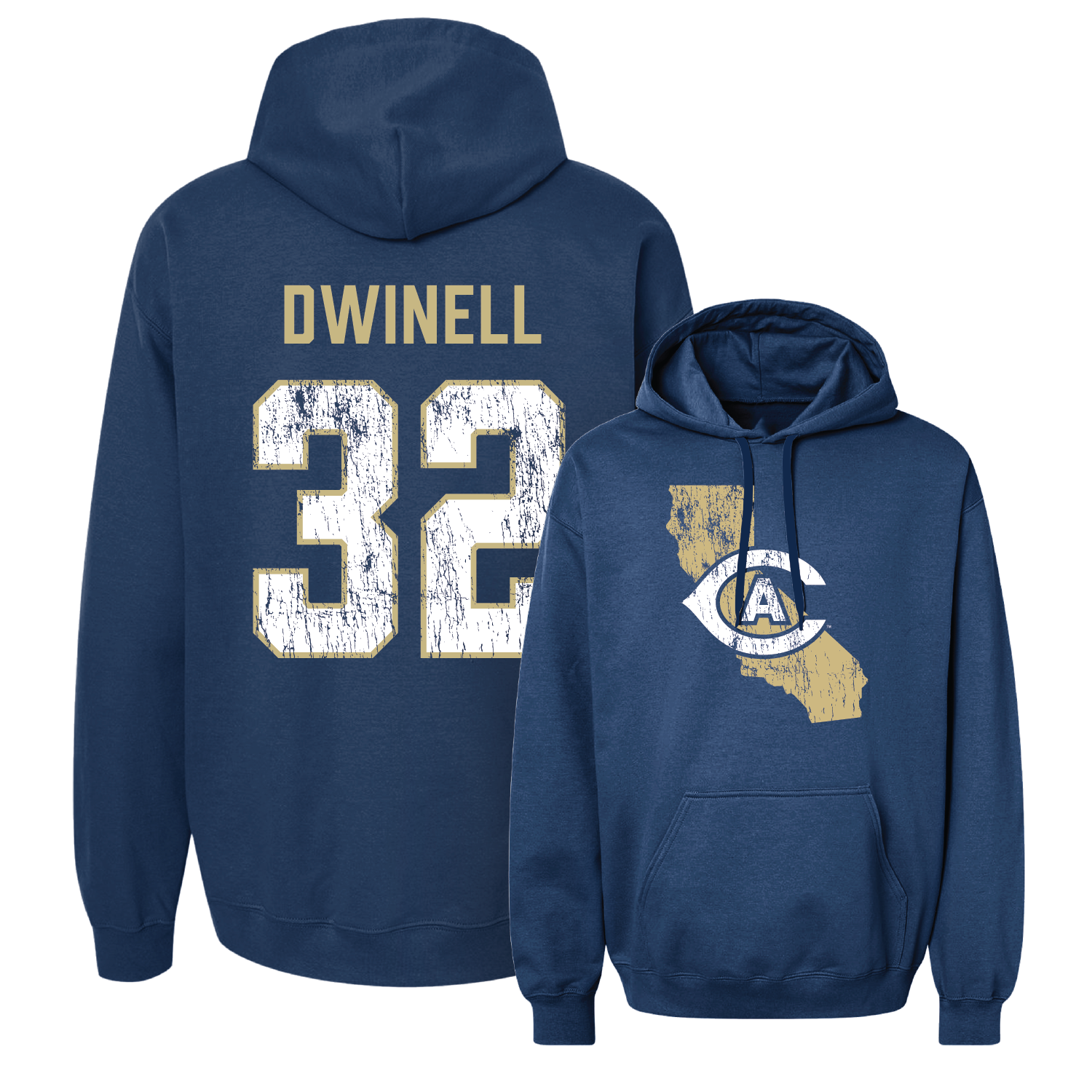 Navy Football State Hoodie 3 Youth Small / Justin Dwinell | #32