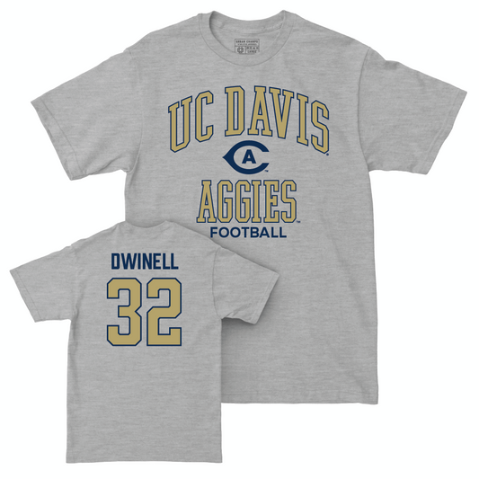 UC Davis Football Sport Grey Classic Tee - Justin Dwinell | #32 Small