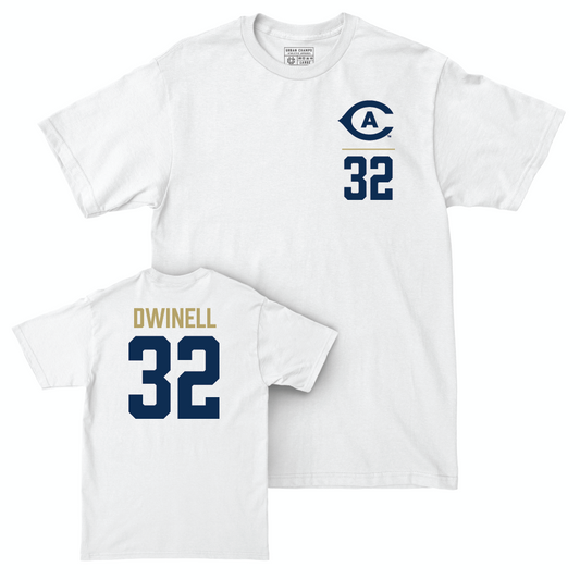 UC Davis Football White Logo Comfort Colors Tee - Justin Dwinell | #32 Small