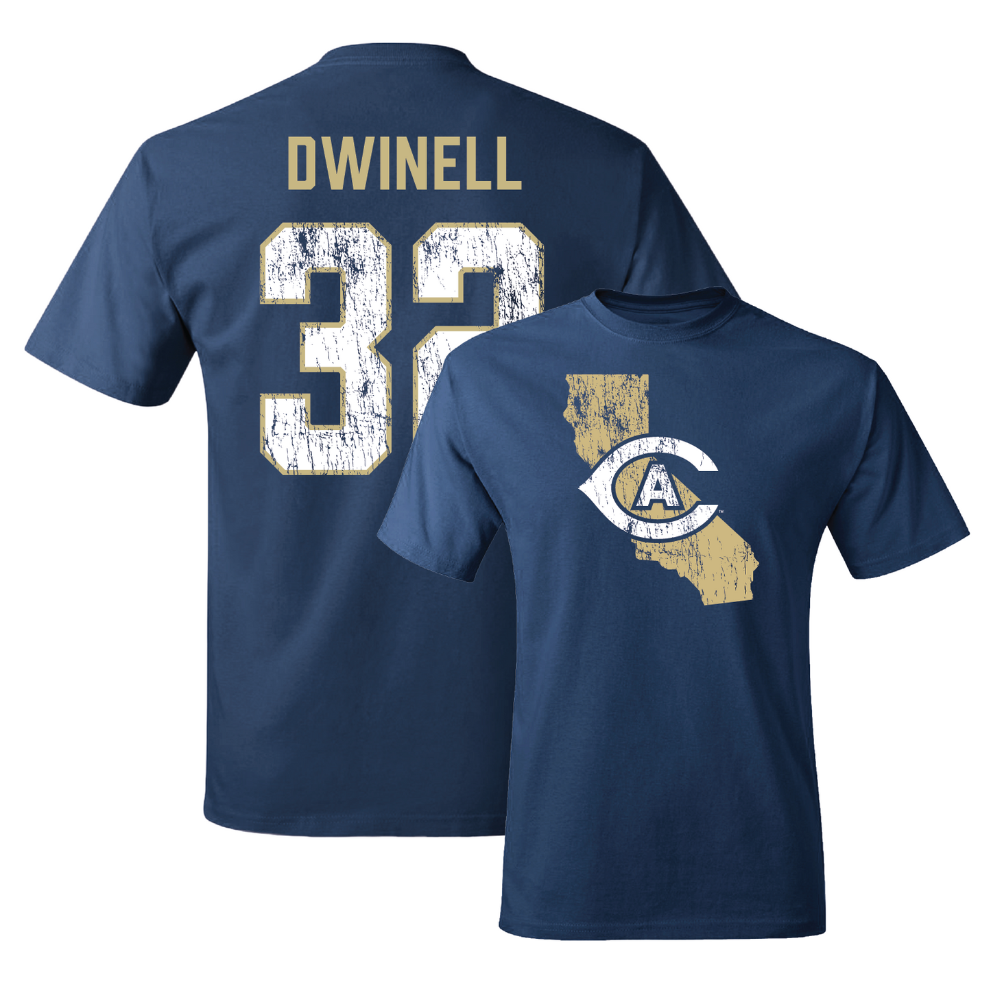 Navy Football State Tee 3 Youth Small / Justin Dwinell | #32