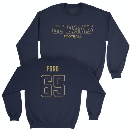 UC Davis Football Navy Club Crew - Jordan Ford | #65 Small