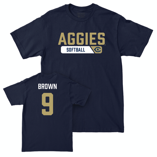 UC Davis Softball Navy Staple Tee - Kenedi Brown | #9 Small