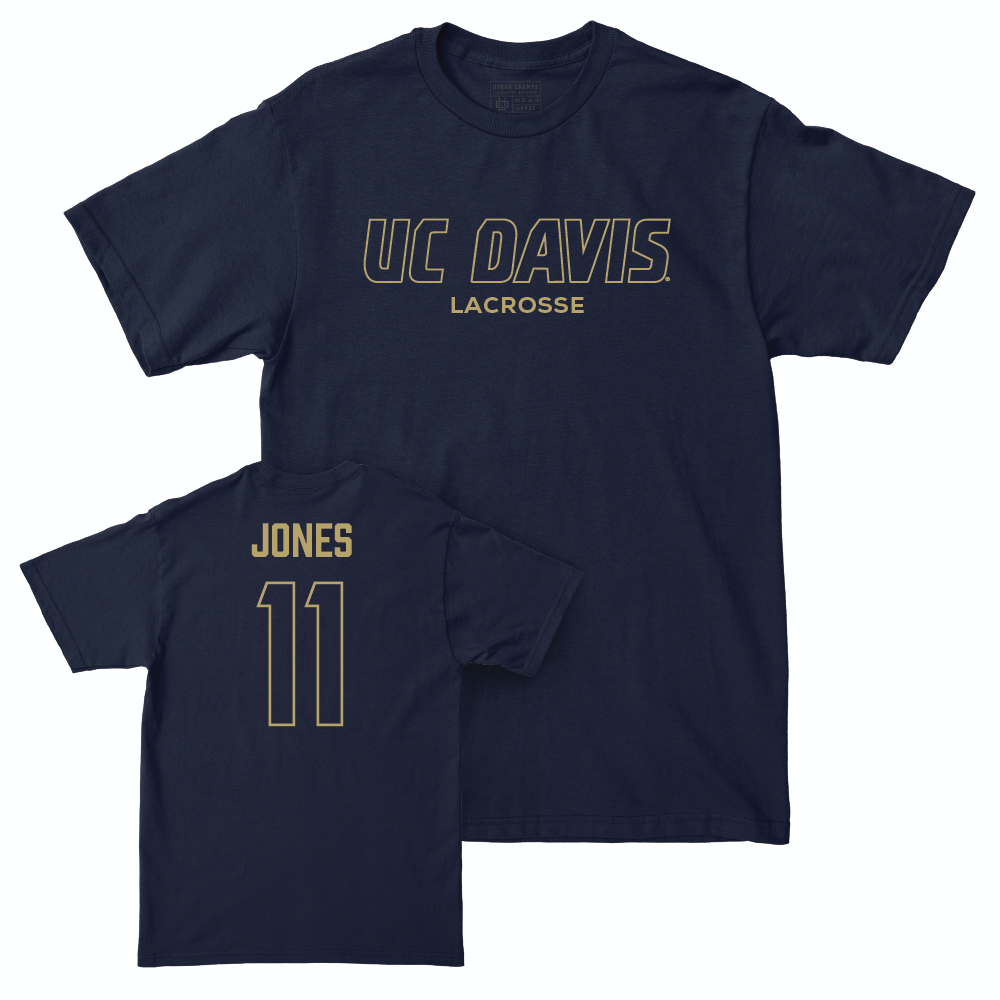 UC Davis Women's Lacrosse Navy Club Tee - Katie Jones | #11 Small