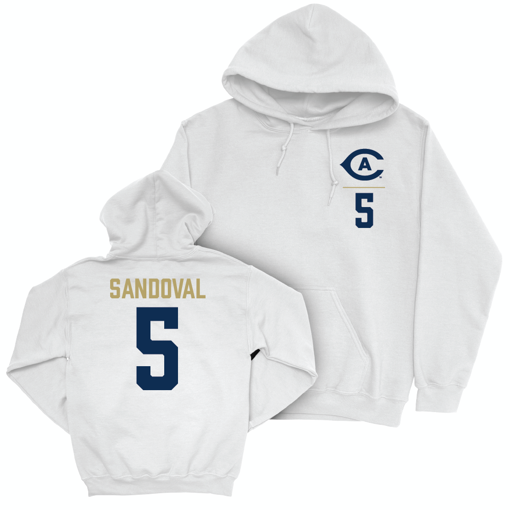 UC Davis Women's Soccer White Logo Hoodie - Karla Sandoval | #5 Small
