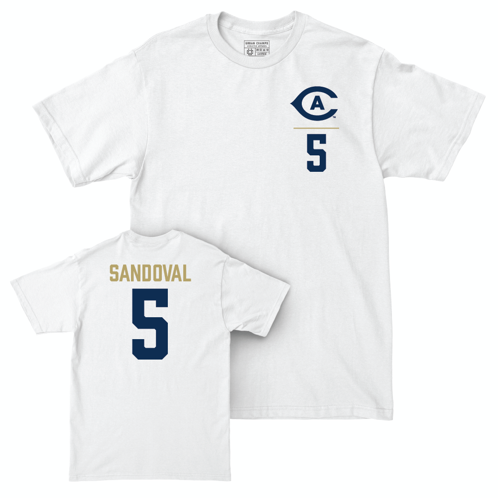 UC Davis Women's Soccer White Logo Comfort Colors Tee - Karla Sandoval | #5 Small
