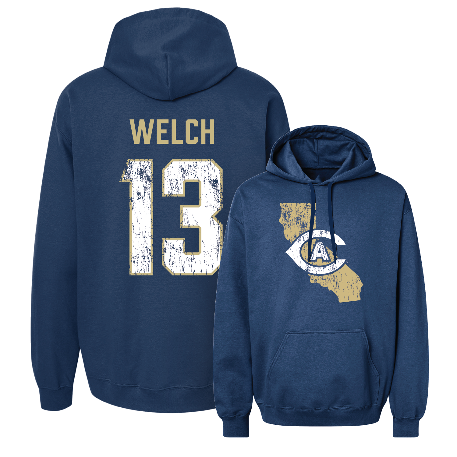 Navy Men's Soccer State Hoodie Youth Small / Kevin Welch | #13