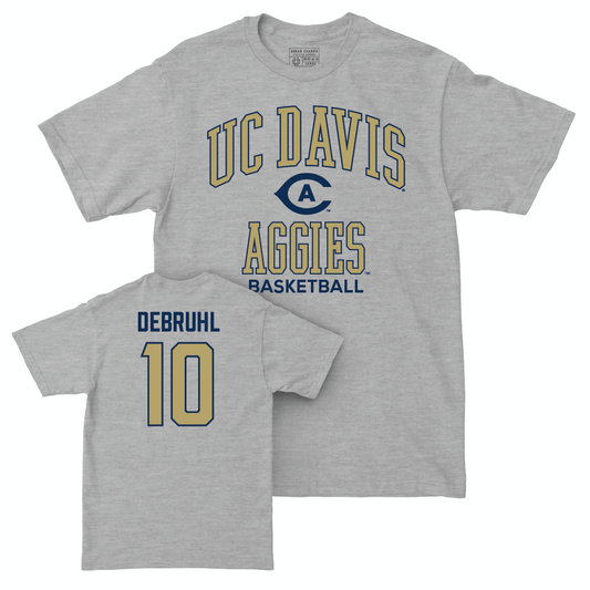 UC Davis Men's Basketball Sport Grey Classic Tee - Leo DeBruhl | #10 Small