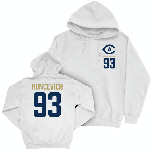 UC Davis Football White Logo Hoodie - Luke Roncevich | #93 Small