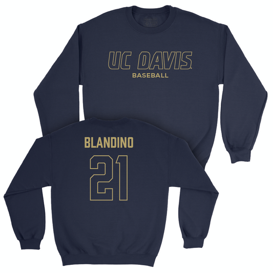 UC Davis Baseball Navy Club Crew - Matteo Blandino | #21 Small