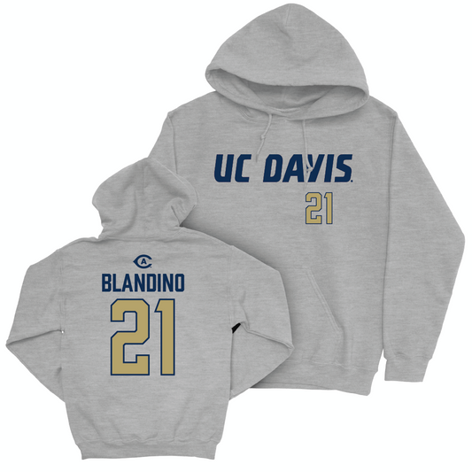 UC Davis Baseball Sport Grey Aggies Hoodie - Matteo Blandino | #21 Small