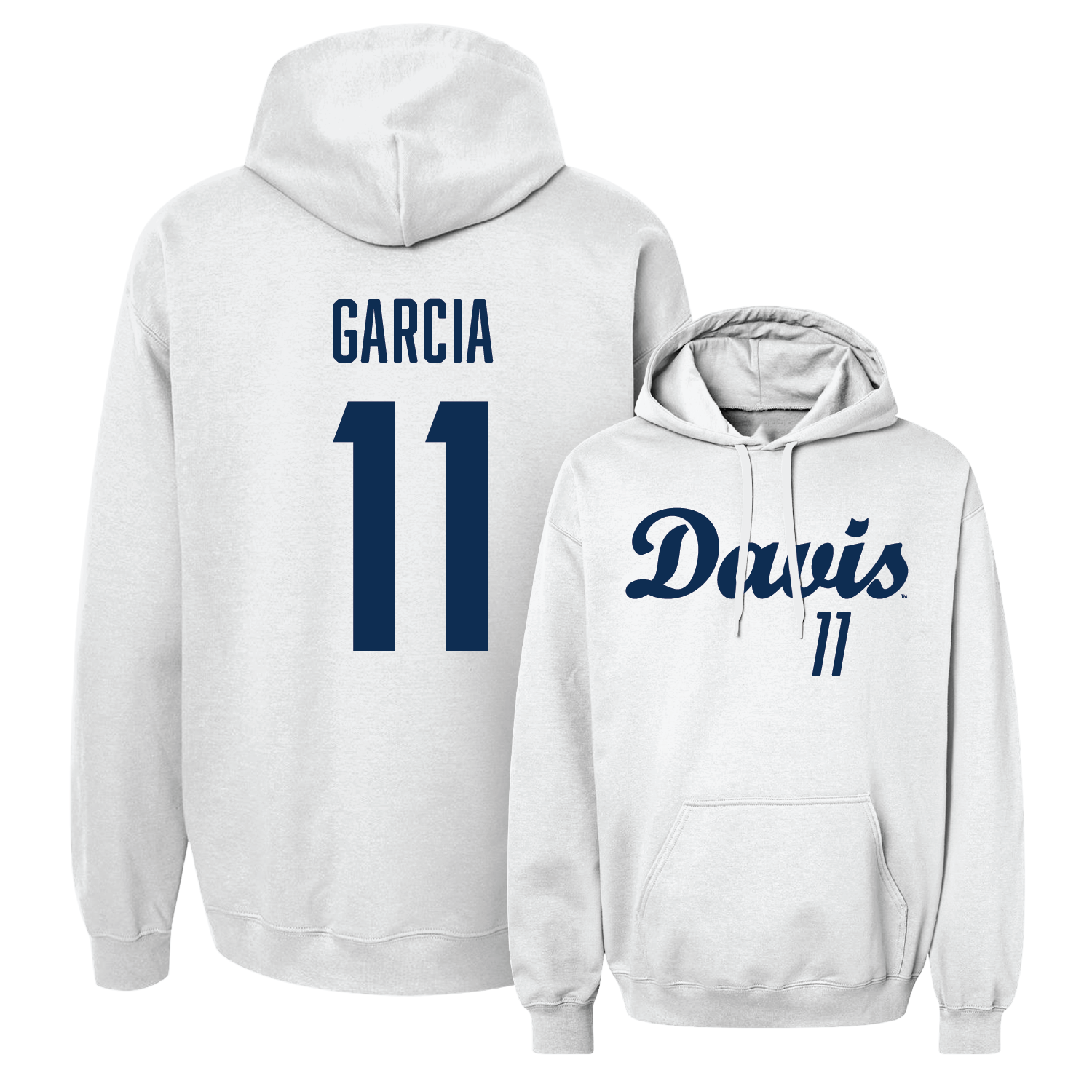 White Men's Soccer Script Hoodie Youth Small / Marcus Garcia | #11