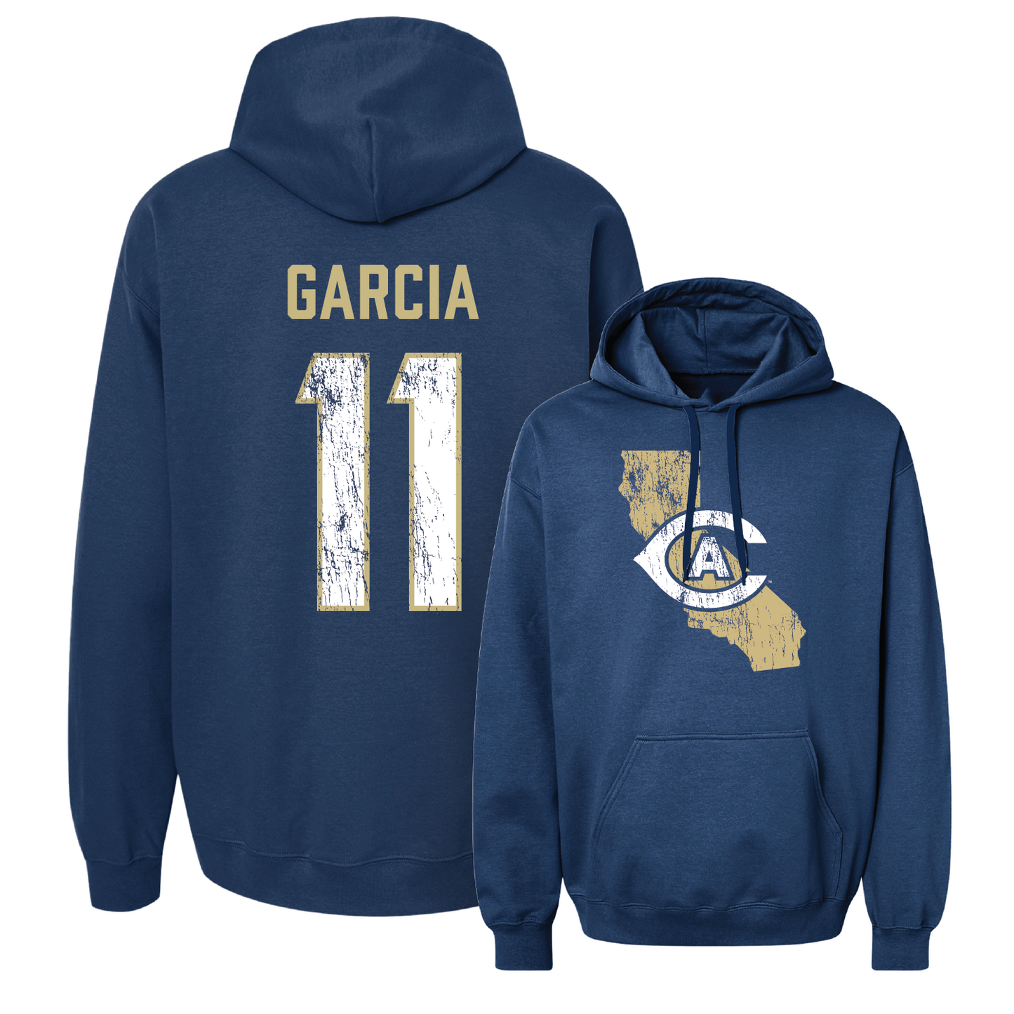 Navy Men's Soccer State Hoodie Youth Small / Marcus Garcia | #11