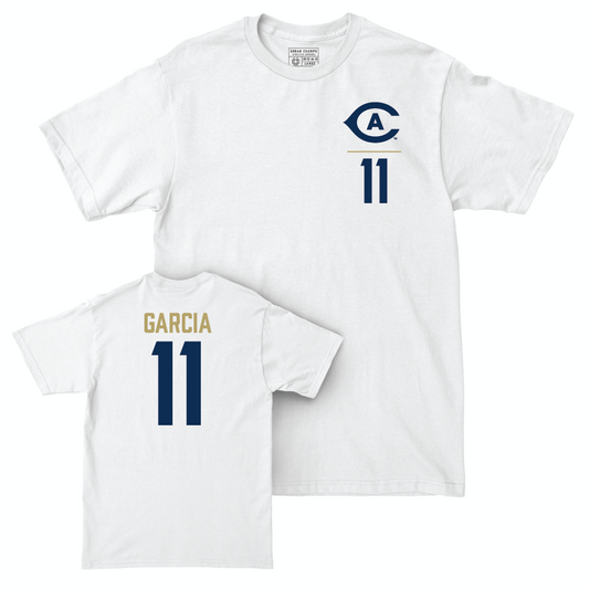 UC Davis Men's Soccer White Logo Comfort Colors Tee - Marcus Garcia | #11 Small