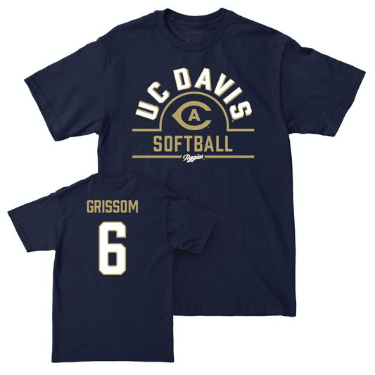 UC Davis Softball Navy Arch Tee - Maddie Grissom | #6 Small