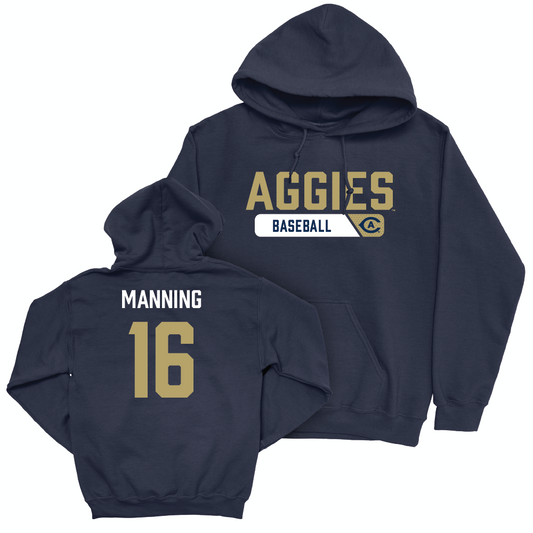 UC Davis Baseball Navy Staple Hoodie - Max Manning | #16 Small