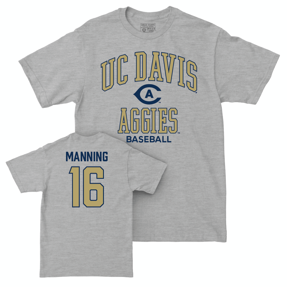 UC Davis Baseball Sport Grey Classic Tee - Max Manning | #16 Small