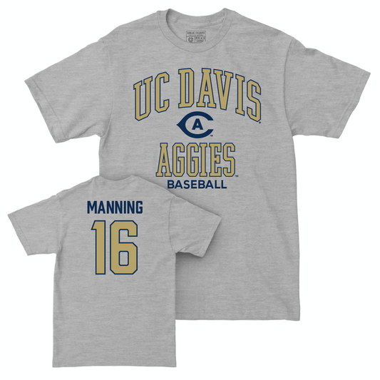 UC Davis Baseball Sport Grey Classic Tee - Max Manning | #16 Small