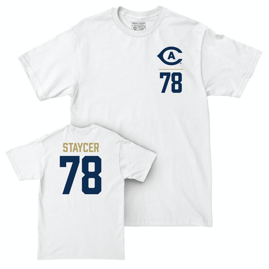 UC Davis Football White Logo Comfort Colors Tee - Matthew Staycer | #78 Small