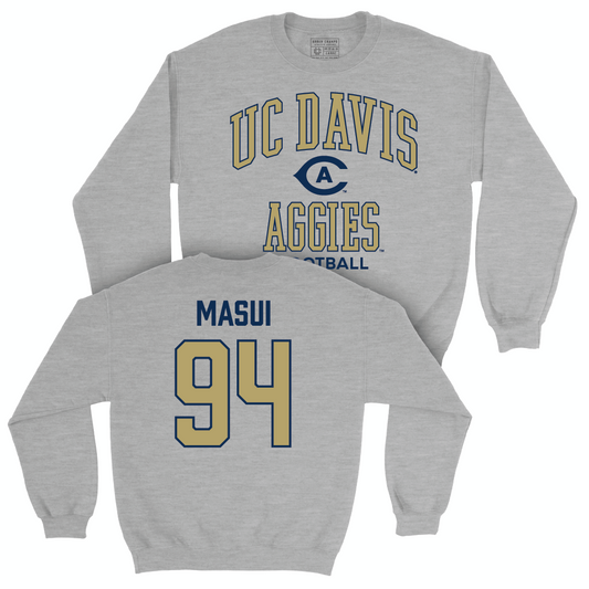 UC Davis Football Sport Grey Classic Crew - Noa Masui | #94 Small
