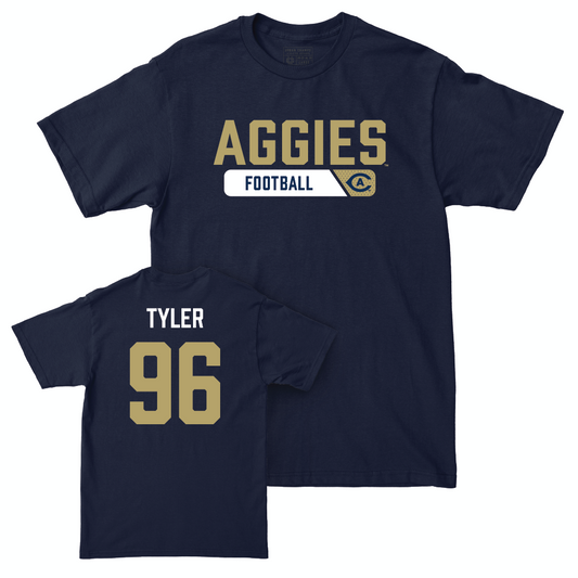 UC Davis Football Navy Staple Tee - Nick Tyler | #96 Small