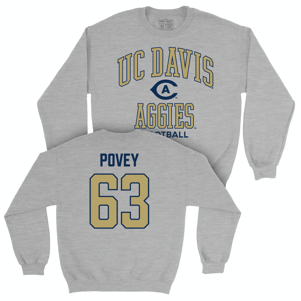 UC Davis Football Sport Grey Classic Crew - Peter Povey | #63 Small