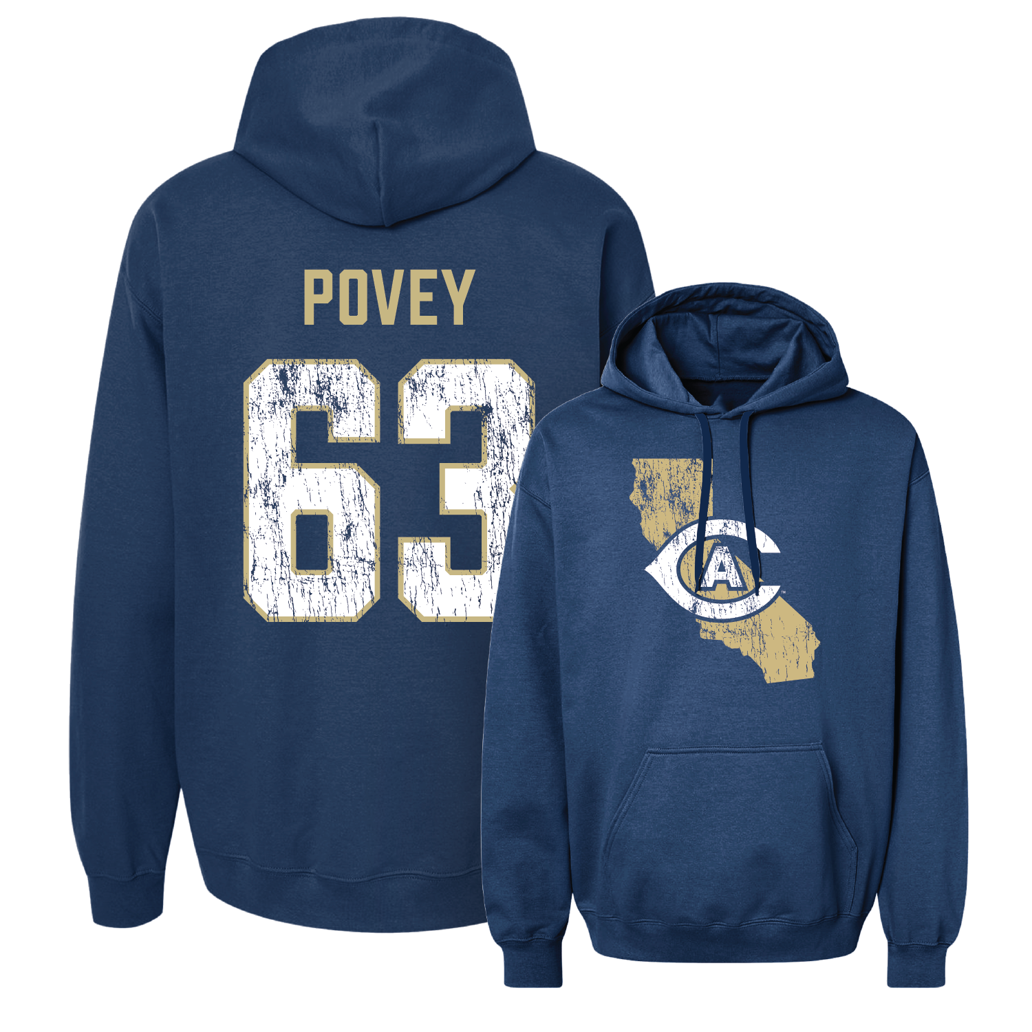 Navy Football State Hoodie 4 Youth Small / Peter Povey | #63