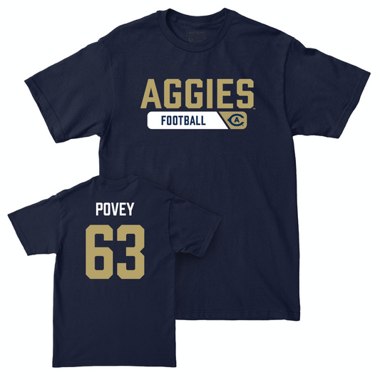 UC Davis Football Navy Staple Tee - Peter Povey | #63 Small