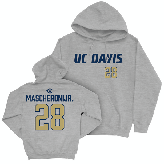 UC Davis Football Sport Grey Aggies Hoodie - Robbie Mascheroni Jr. | #28 Small